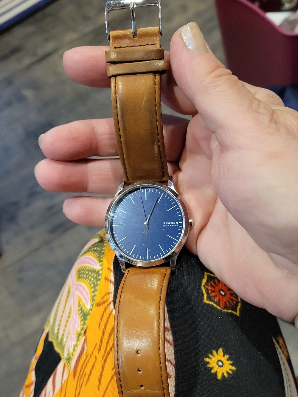 Mens Skagen Classic "Jorn" Wrist Watch,w/ Tan Leather Band GUC